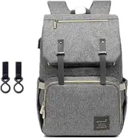Diaper Bag Backpack, Mastery Baby Maternity Nappy Changing Bags Multifunction Waterproof Travel Back Pack with Stroller Straps, Unisex and Stylish (Grey)