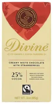 Divine Chocolate Creamy White Chocolate Bar With Strawberries 3 Oz Pack Of 4