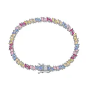 ANYCO Bracelet 18cm925 Silver Colorful Tennis Eternity Open Box Clasp With Zircon 5A Jewelry for Women