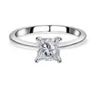 Stunning Moissanite Solitaire Ring in Rhodium Overlay Sterling Silver 1.20 Ct.