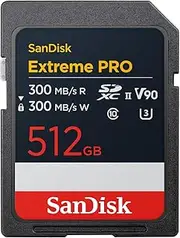 SanDisk Extreme PRO 512GB SDXC UHS-II Card, up to 300MB/s Read & Write Speed, V90, 8K