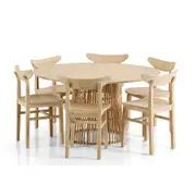Tamborine Indoor 1.4m Round Dining Setting with 6x Ballina Chairs - Dining Settings