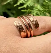 Pure Copper Coil Ring, Hammer Ring, Healing Jewelry, Ring Size US 7