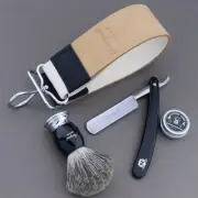 Straight Razor Best Badger Shaving Brush Elegant Leather Strop Honing Compound