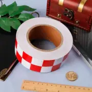 GORGECRAFT 5cm x25m Reflective Hazard Warning Tape Red White Plaid