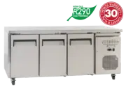Benchtop Freezer 3 Solid Door Exquisite 386L Slimline Stainless Steel Restaurant