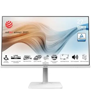 【MSI 微星】◆福利品◆ MD272XPW 27型 白色 平面美型商務螢幕(IPS/100Hz/1ms/DP/喇叭)