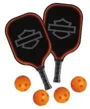 Harley-Davidson Stealth Bar & Shield Pickleball Set - Two Paddles & Four Balls