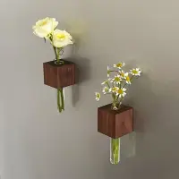 在飛比找蝦皮購物優惠-實木創意冰箱貼磁鐵磁吸裝飾日式做舊冰箱磁性貼玻璃試管花瓶個性