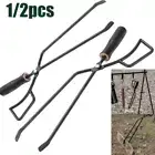 2pc Fireplace Tongs Log Grabber Fire Pit Poker Campfire Wood Stove Barbecue Tool