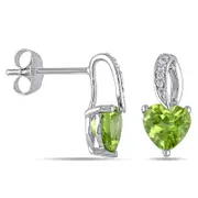 6.0mm Heart-Shaped Peridot and Diamond Accent Stud Earrings in 10K White Gold