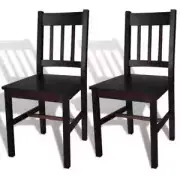 Dining Chairs 2 pcs Dark Brown Pinewood Quality