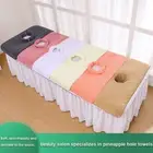 Coral Velvet Beauty Bed Massage Salon SPA Table Cover Bedside Face Hole Towel