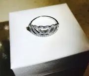 Pandora Hearts Tiara Ring #190958CZ ~ FREE HINGED BOX & POLISHING CLOTH + Tag