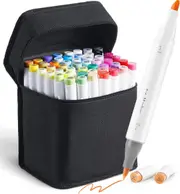 48 Color Alcohol Brush Markers - Dual for Art & Coloring - Bonus Blender