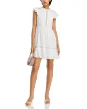 Aqua Lace Inset Flutter Mini Dress- Exclusive