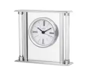 Bulova Table Clock Solid Silver Metal Case Non-Ticking Roman Numerals 6.13 in. H