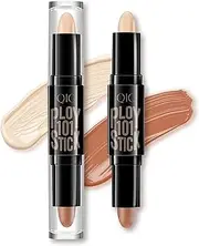 YBUETE 2-in-1 Cream Highlighter Contour Stick, Bronzer Face Contouring Stick, Cream Face Highlight Stick, Waterproof & Long-Lasting Concealer Brighten Face Makeup for Women Girls