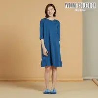 在飛比找Yahoo奇摩購物中心優惠-YVONNE 以旺傢飾 恐龍印花七分袖洋裝-普魯士藍