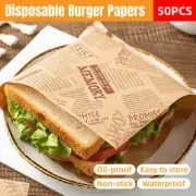 50PCS Kraft Paper Hamburger Pouch Triangle Open Bag Waterproof Disposable Fries