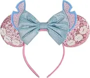 Seamoy Minnie Ears Headband, Sequin Rainbow Bow Mouse Ears Headband, Classic Red Park ears Princess Costume