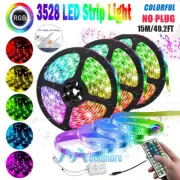 49/32/16.4FT Flexible 3528 RGB LED Strip Fairy Lamp IP65 Room TV Party Bar Light