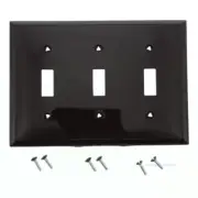 Cooper Brown Unbreakable 3-Gang Switch Cover Wall Plate Nylon Switchplate 5141B