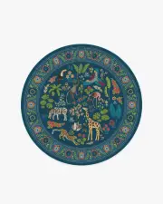 185' Round | Machine Washable Runner Rug | Kid & Pet Friendly | Indoor Rug | Iris Apfel Jingle Jungle Royal Blue Tufted Rug | Ruggable
