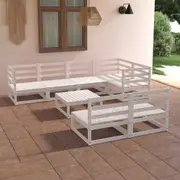 8 Piece Garden Lounge Set White Solid Pinewood vidaXL