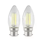 2 x LED Filament Candle Lamp B22 4W 6000k Day Light 450 Lm Glass Bulb 360° SAA