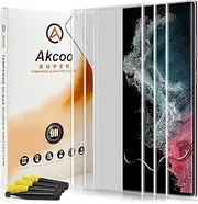 [3 Pack]Galaxy S22 Ultra Screen Protector,Akcoo UV Full Screen Adhesive Tempered Glass film [Liquid Dispersion Tech][Fingerprint ID Compatible]for Samsung S22 Ultra 5G
