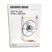 Sharper Image White Soft Blade USB Portable Multi-directional Desk Fan