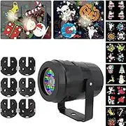 Christmas Projector Lights Outdoor, Outside Christmas Decorations with 360° Rotation, 6 Cards, Irradiation Area 5-12㎡&Distance 3-8m, Universal Bracket, Moving Rotating Halloween Projector