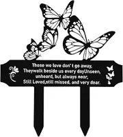 Butterfly Memorial Stake Butterfly Cemetery Decoration for Grave Metal Grave Plaque Stake Marker 11.8 X 11inch Cemetery Grave Plaque Stake Markers Cemetery Decorations for Cemetery Grave