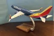 Southwest Airlines 737-800 Hand made Mahogany Wood model, 15 x 17". New in box