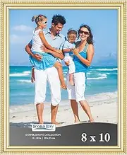 Icona Bay 8x10 Gold Picture Frame Beautifully Detailed Molding, Contemporary Picture Frame Set, Wall Mount or Table Top, Inspirations Collection
