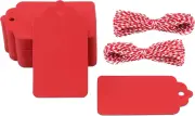 Red Gift Tags, 100PCS Red Paper Gift Tags with String, 2.8×1.6 in Blank Labeling