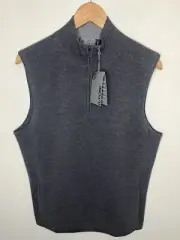 G/Fore Merino Wool 1/4 Zip Tech Lined Charcoal Golf Vest G4MA23S100 Men’s Small