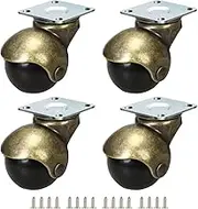 1.5-inch Ball Caster,Little Swivel Wheel for Ottoman/Workbench/Wheelchair/Coffee Table,Small Caster Wheels with Top Plate Set of 4,Screws Included