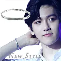 在飛比找樂天市場購物網優惠-EXO Baekhyun 邊伯賢 同款銀光平板手鏈手環 ( 