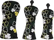 Golf Club Head Cover, 3 Pcs Woods Headcovers, Golf Accessories Hybrid, PU Leather Mallet Blade Putter Head Covers for Driver Fairway Men Women Golf Enthusiast