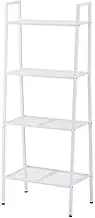 Hbluefat Ladder Shelf, 4-Tier Metal Bookshelf, Plant Flower Stand Shelf, Freestanding Bookcase Organizer, Multifunctional Storage Rack for Home Living Room Kitchen Office (White)