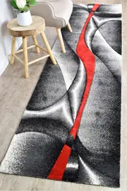 Medieval Antique Grey Red Runner Rug
