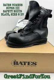 BATES WOMENS SUPER III SAFETY BOOTS, BLACK, SIZE 8 XW - NSN -8435-01-560-9395