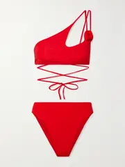 [Maygel Coronel] Maygel Coronel - + Net Sustain Barajas One-shoulder Cutout Appliquéd Bikini - Red - One Size One Size Red