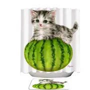 Cute Cats Drawing Watermelon Kitten Shower Curtain