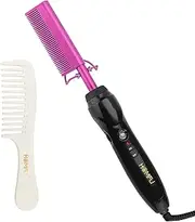 Electric Hot Comb for Straightening and Curling Hair - Ceramic Flat Iron Designed for Natural Black Hair - Anti-Scald Beard Straightening Comb