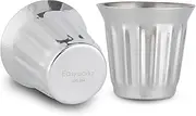 Easyworkz Stainless Steel Double-Wall Espresso Cups 150ml Set of 2, Vertical Stripe Design, Chrome