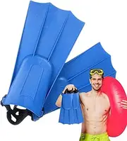 Training Fins for Swimming for Adults - Swimming Fins for Adults, Portable Rubber Flippers - Short Swimming Fins with Adjustable Ankle Strap