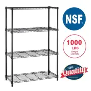 4-Shelf Heavy-Duty Adjustable Wire Shelving Unit, 1000 lbs Capacity - Black